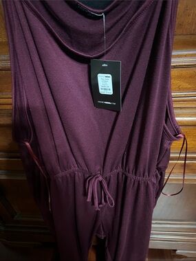 Fashion Nova Wine Sleeveless Drawstring Jumpsuit